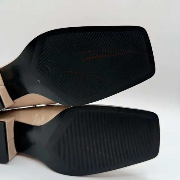 Zara Taupe Patent Loafers Women’s Square Toe Low Heel Slip On Shoes Size 6.5 US - Picture 13 of 16